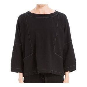 Max Studio Black Top with White Stitching